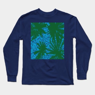 Palm Trees Blue Sky Abstract Background Silhouette Art Long Sleeve T-Shirt